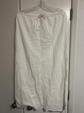 GAP White Drawstring Maxi Skirt cotton linen blend